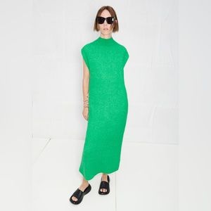 Zara Green WOOL AND ALPACA BLEND LONG DRESS